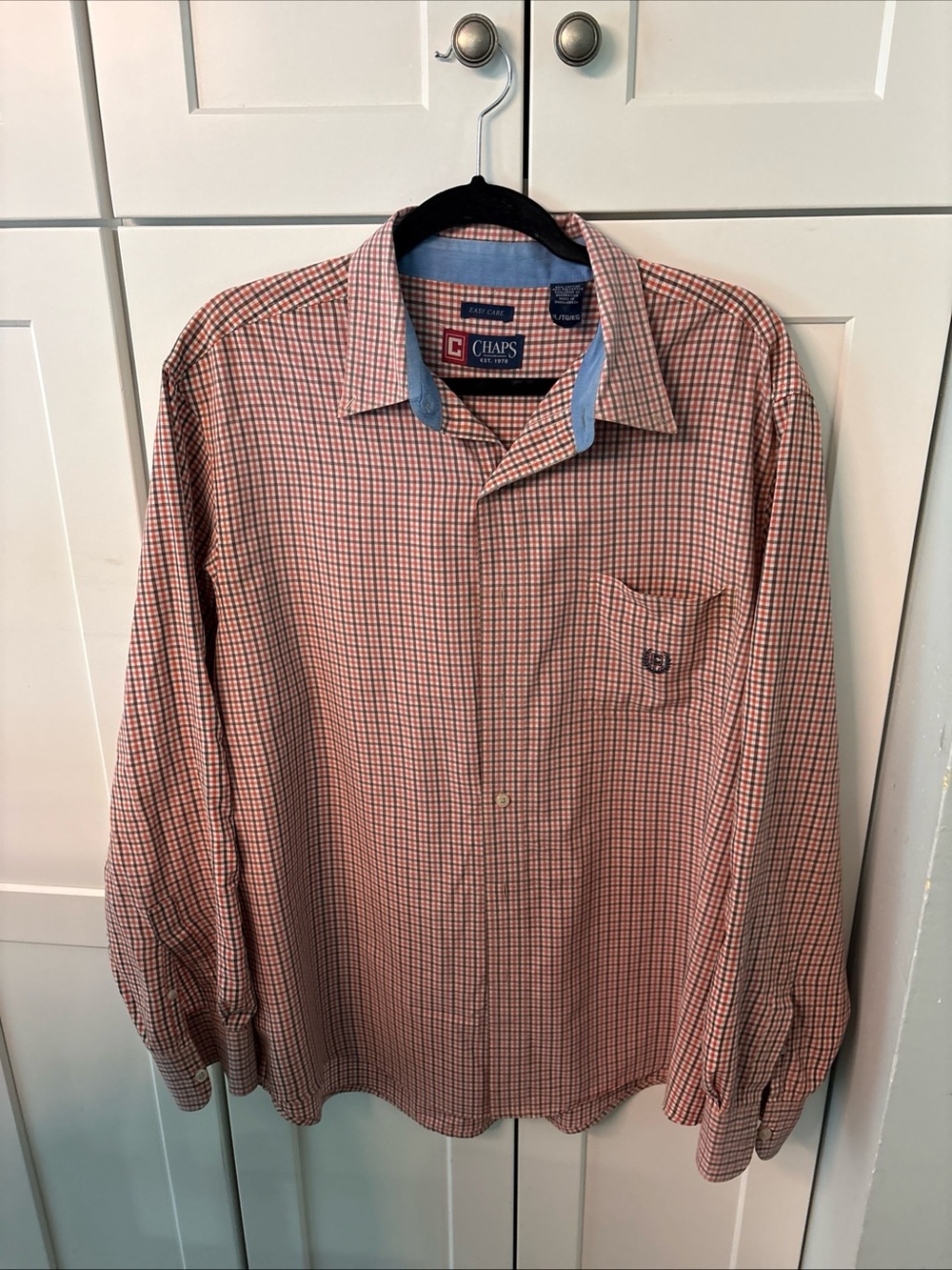 Chaps Men’s Red and White Check Button-Down Shirt